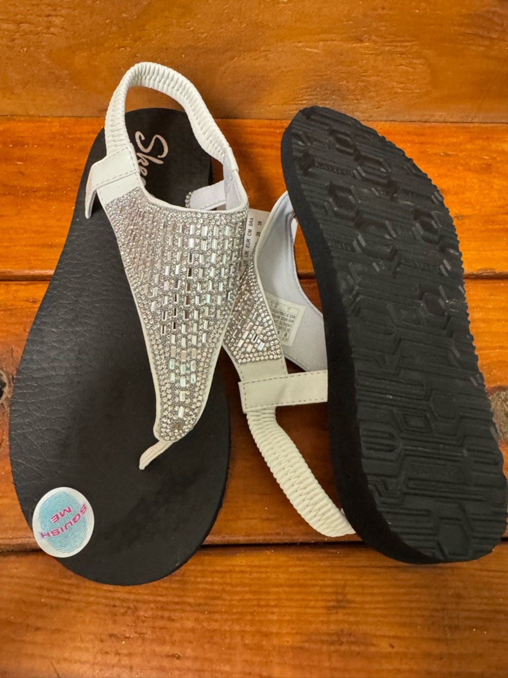 Skechers Women's Silver Rhinestone Slingback Flip Sandals - Picture 5 of 5